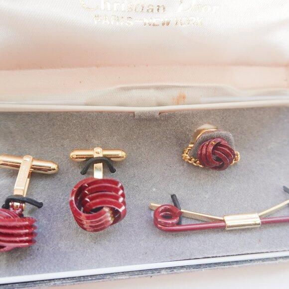 Dior Christian DiorVintage Mens JewelryCuff Links+Tie Tack+Collar Bar Set